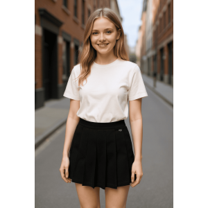 Pantaloni scurți tip fustă pentru fete Sarabanda din twill elastic cu efect peach, 0.F464TI25NG